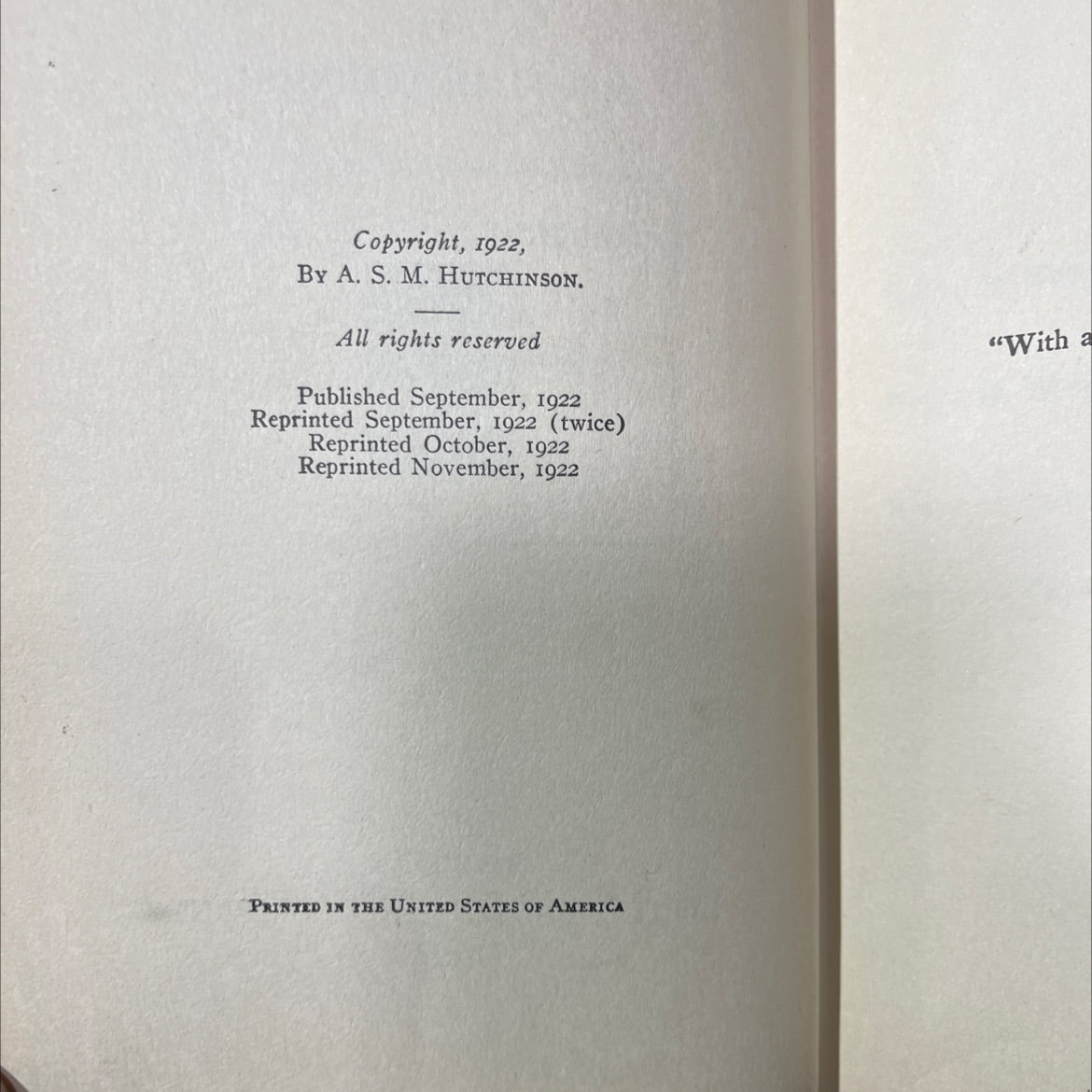 no on this freedom book, by a. s. m. hutchinson, 1922 Hardcover image 3
