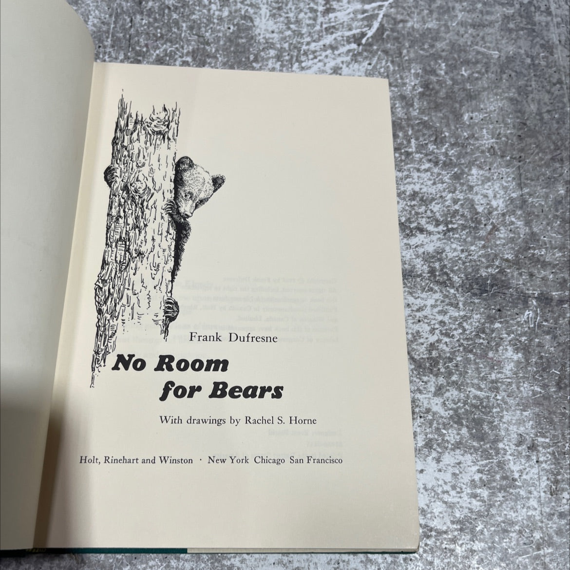 no room for bears book, by Frank Dufresne, 1965 Hardcover image 2