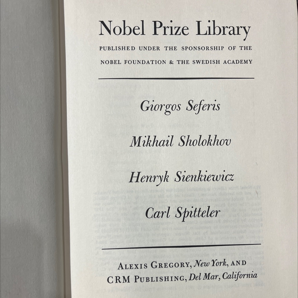 nobel prize library book, by unknown, 1971 Hardcover image 2