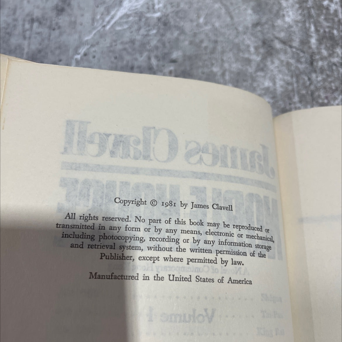 noble house book, by James Clavell, 1981 Hardcover image 3