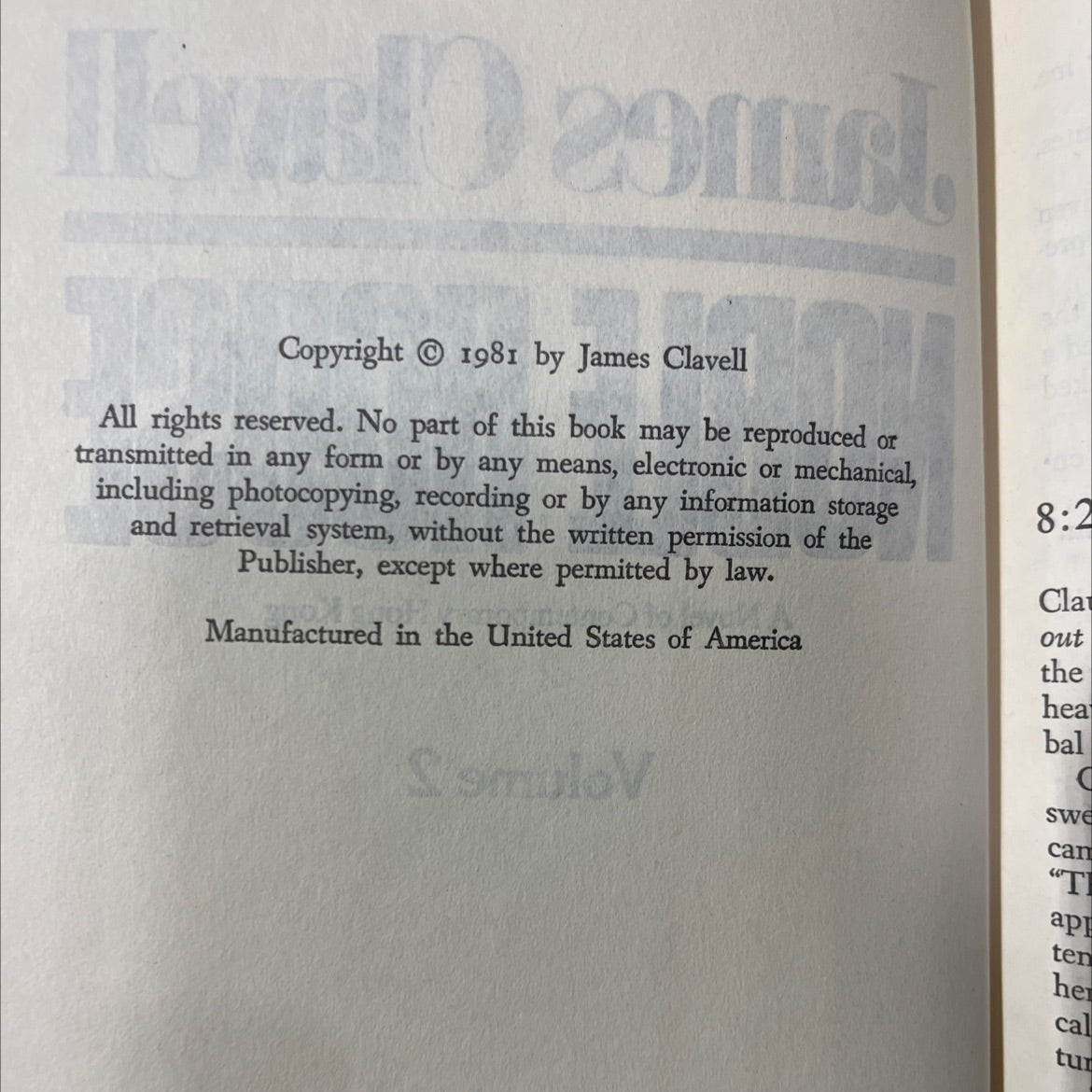 noble house book, by James Clavell, 1981 Hardcover image 3
