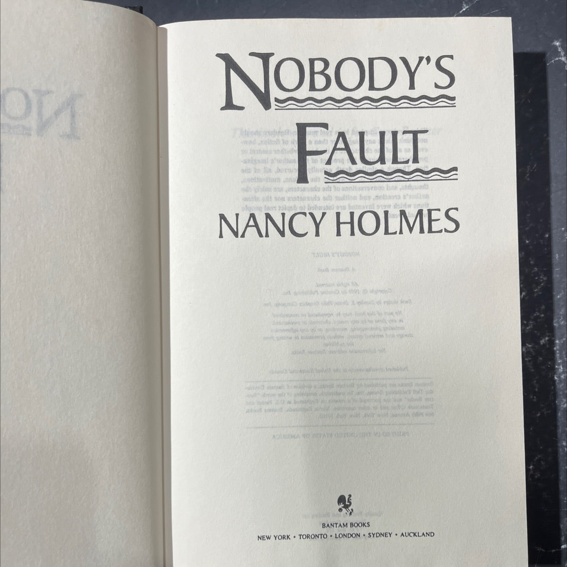 nobody's fault book, by nancy holmes, 1990 Hardcover image 2