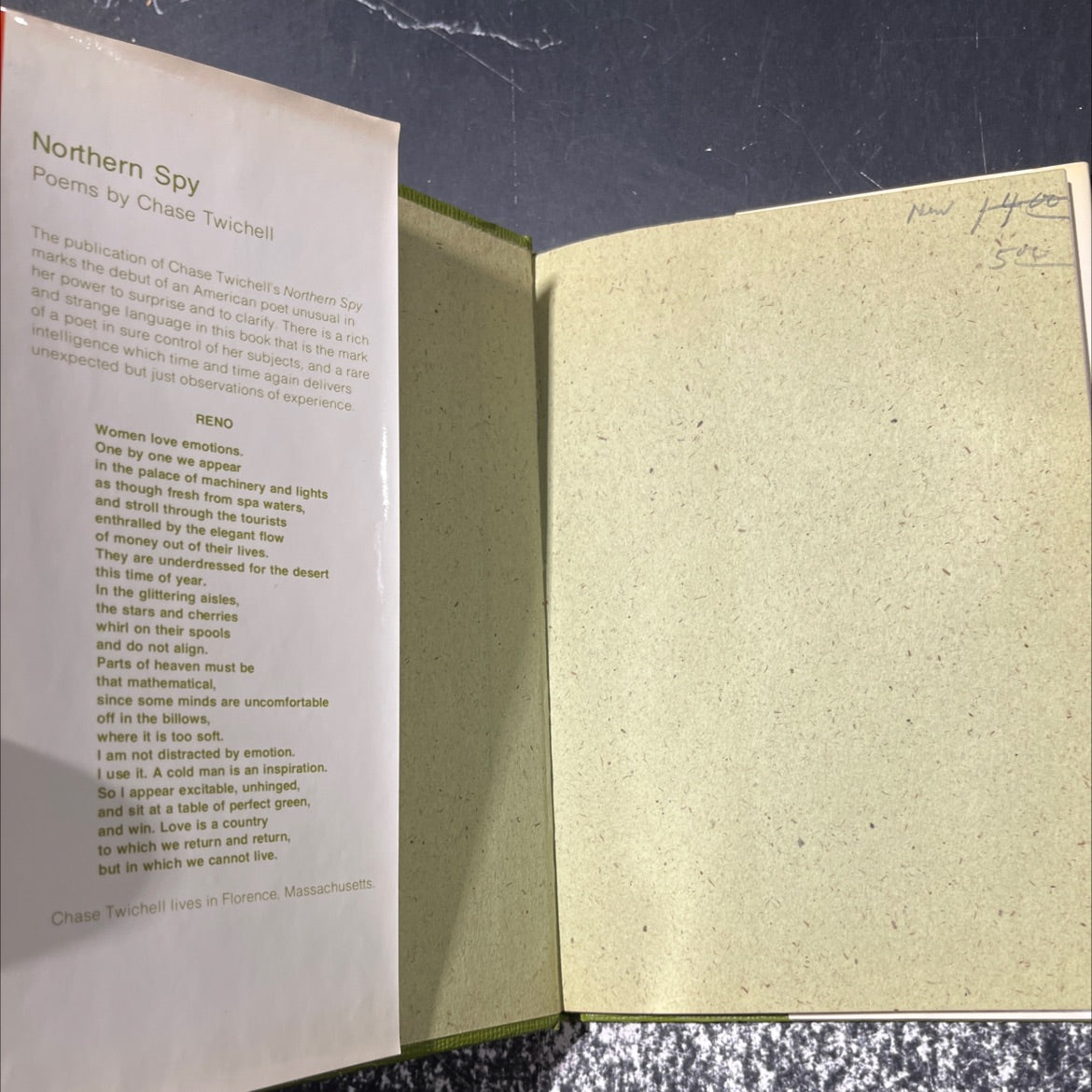 northern spy book, by Chase Twichell, 1981 Hardcover image 4