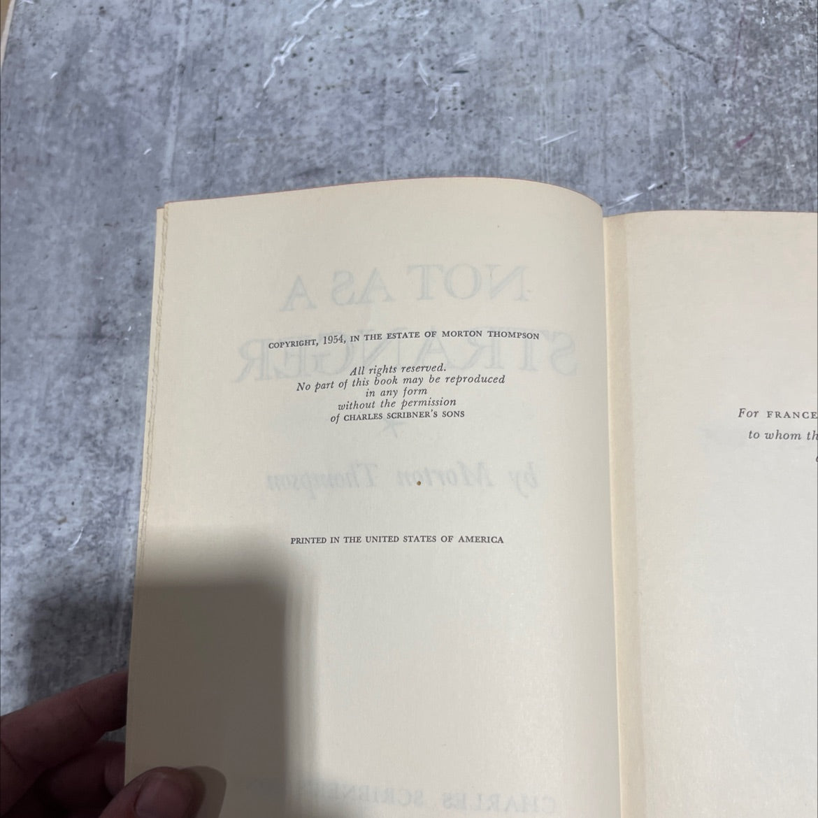 not as a stranger book, by morton thompson, 1954 Hardcover image 3