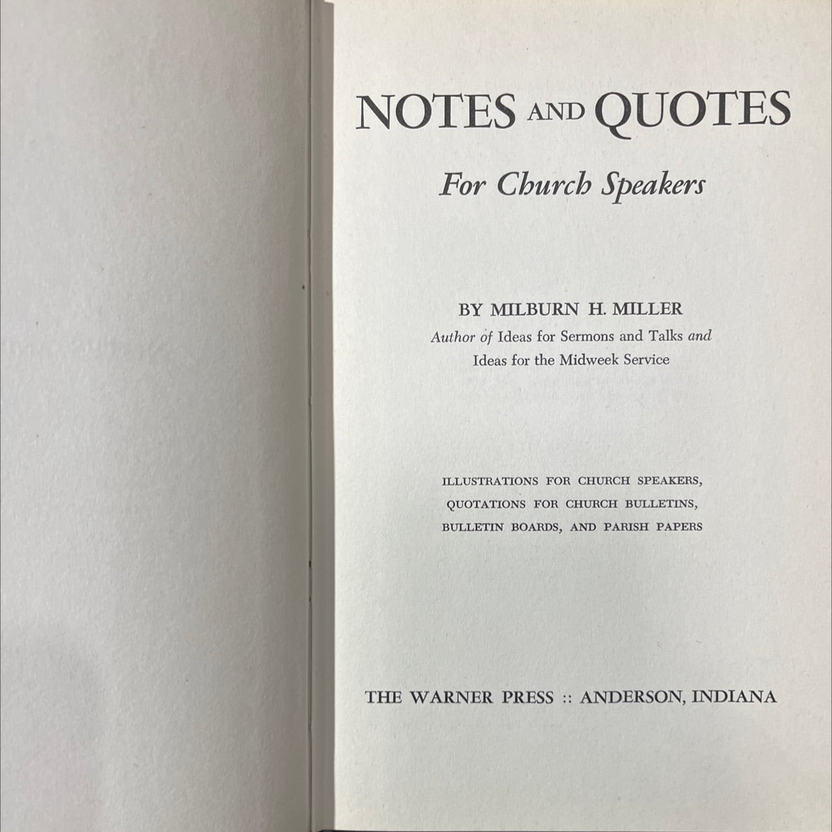 notes and quotes for church speakers book, by milburn h. miller, 1960 Hardcover image 2