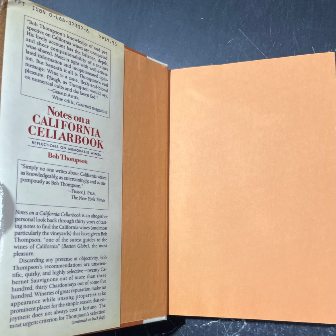 notes on a california cellarbook book, by Bob Thompson, 1988 Hardcover image 4