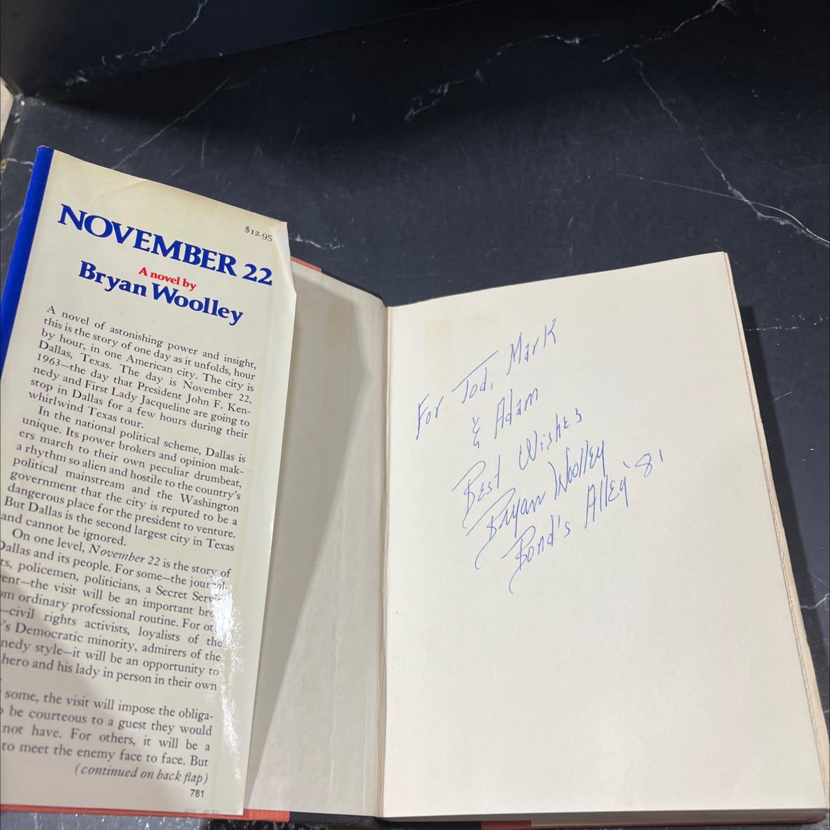 SIGNED november 22 book, by Bryan Woolley, 1981 Hardcover, First Edition, Vintage image 4