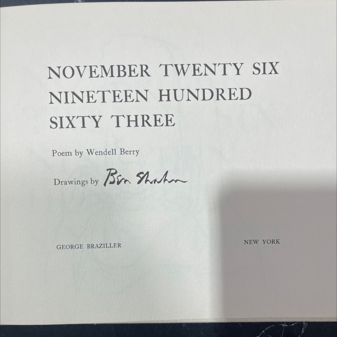 november twenty six nineteen hundred sixty three book, by Wendell Berry, 1964 Hardcover image 2