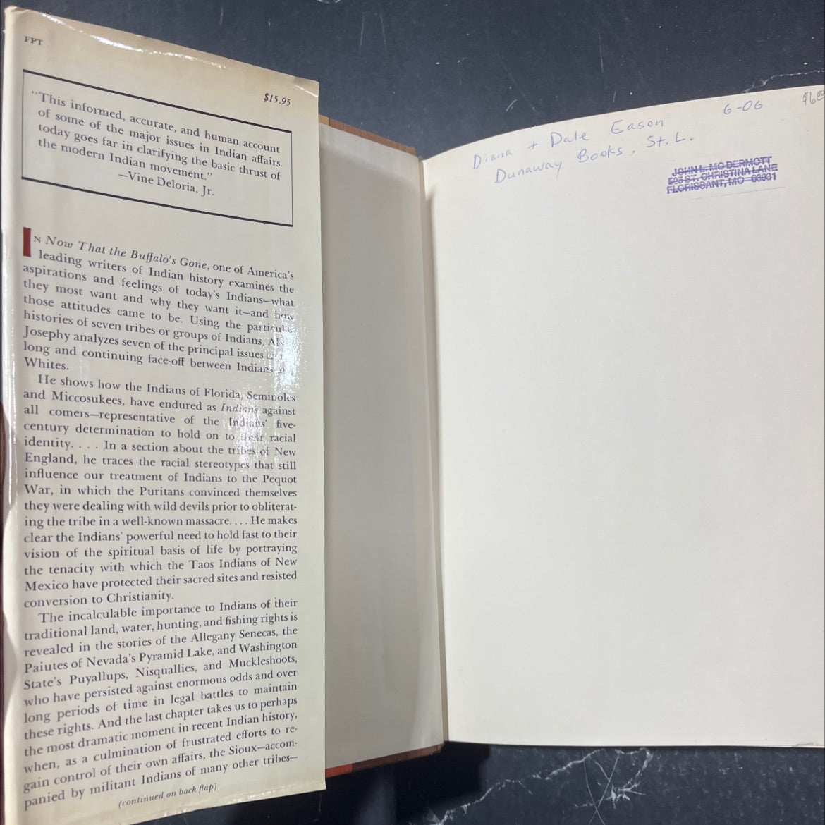 now that the buffalo's gone book, by alvin m. josephy, jr., 1982 Hardcover image 4