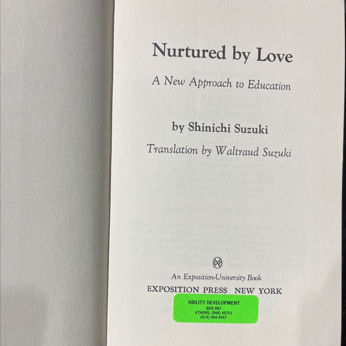 nurtured by love a new approach to education book, by shinichi suzuki, 1980 Hardcover image 2