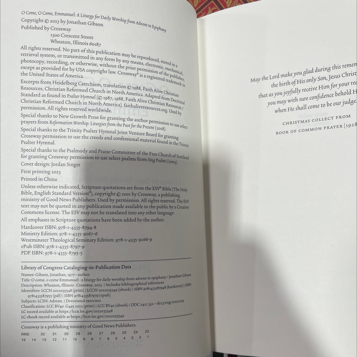 o come, o come, emmanuel: a liturgy for daily worship from advent to epiphany book, by Jonathan Gibson, 2023 Hardcover image 3