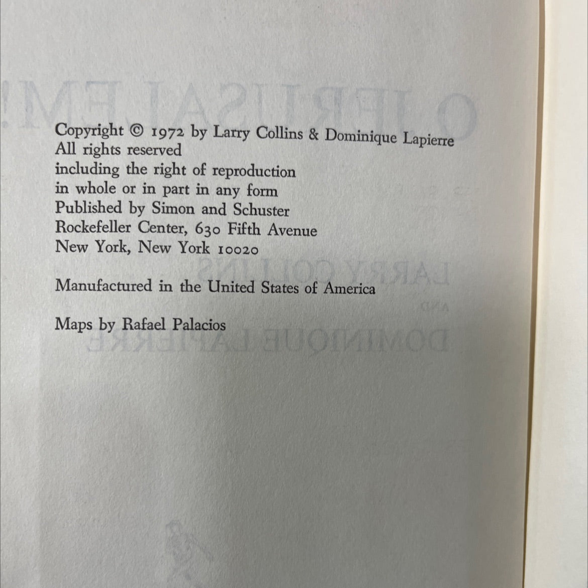o jerusalem! book, by larry collins and dominique lapierre, 1972 Hardcover image 3