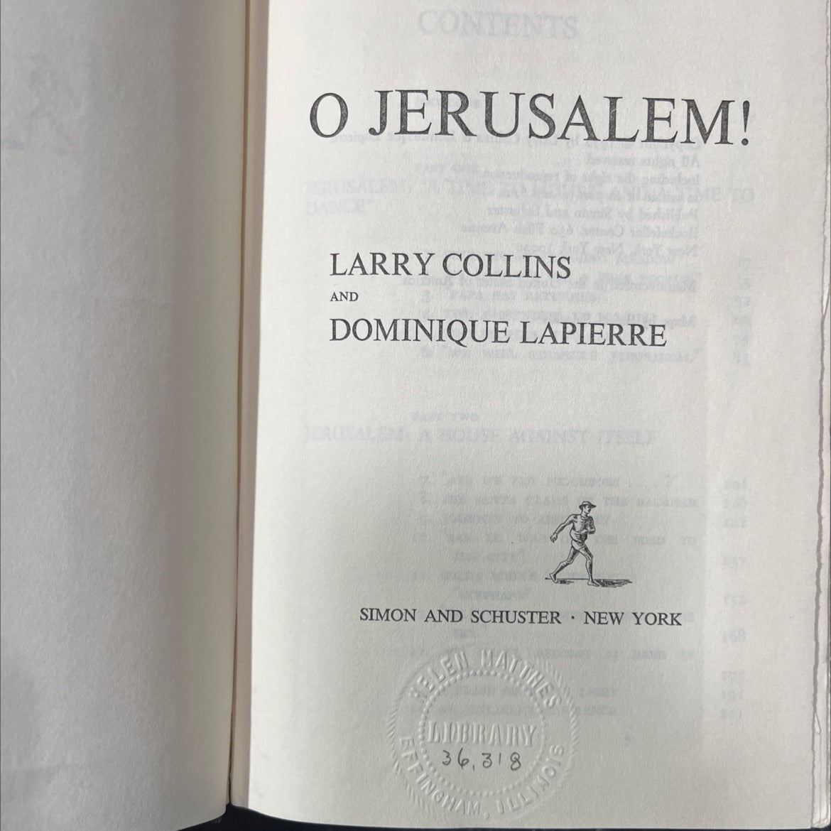 o jerusalem! book, by larry collins and dominique lapierre, 1972 Hardcover image 2