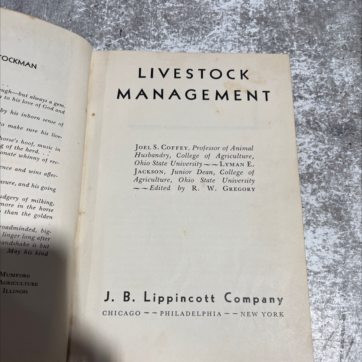 ockman livestock management book, by unknown, 1940 Hardcover image 2