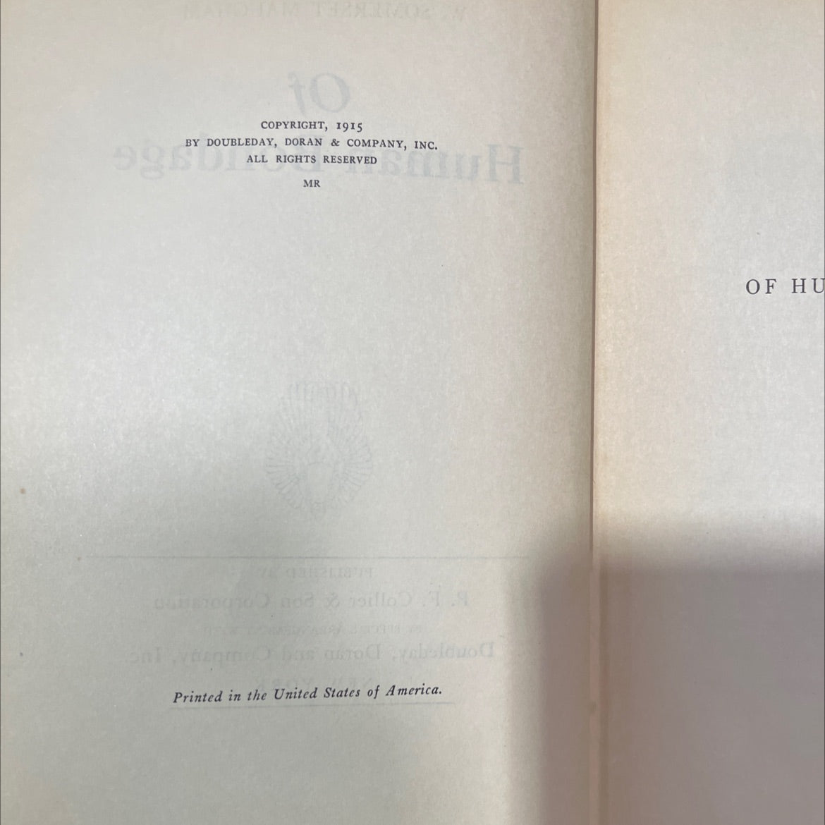 of human bondage book, by w. somerset maugham, 1915 Hardcover image 3