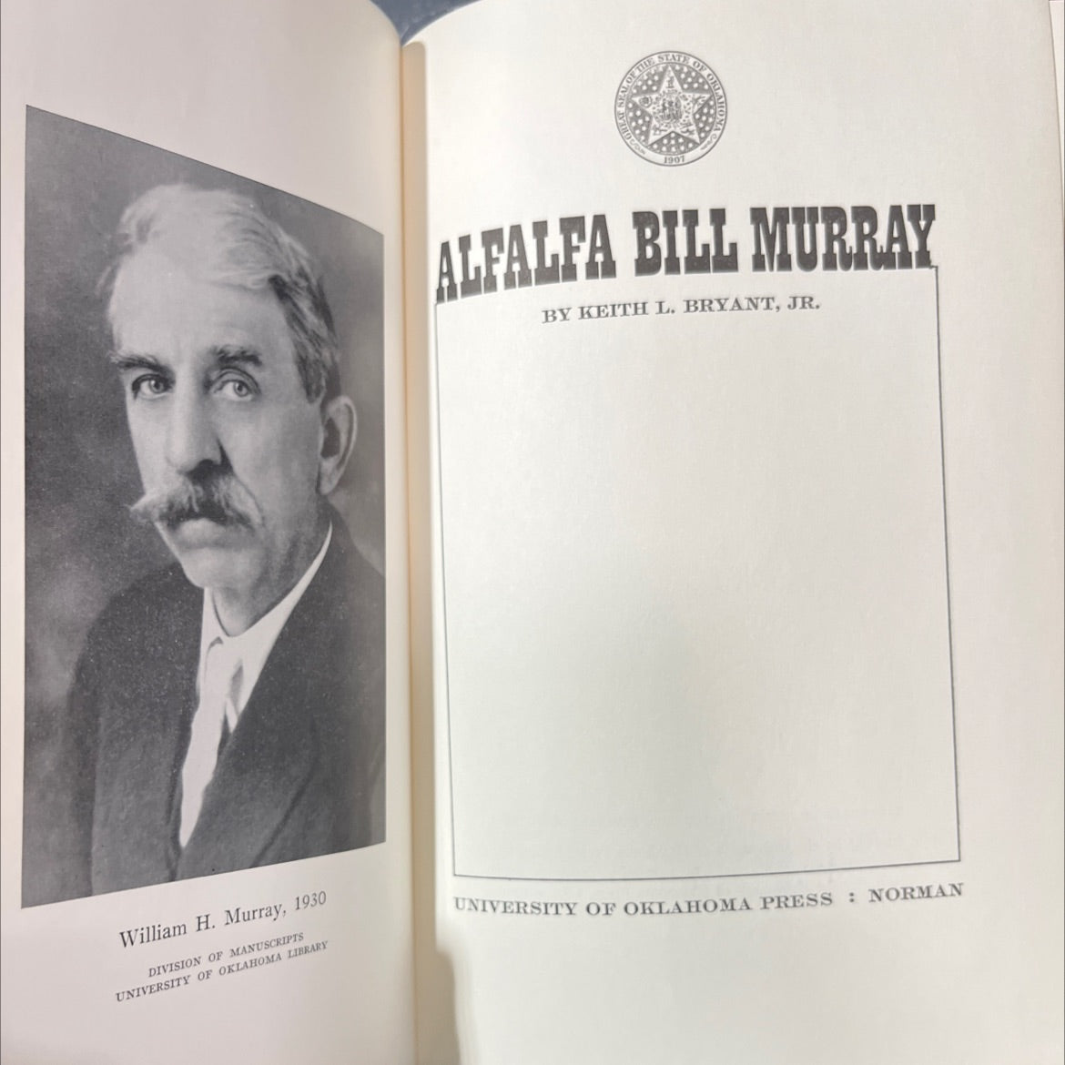 of the s state 1901 of alfalfa bill murray book, by keith l. bryant, jr., 1970 Hardcover image 2