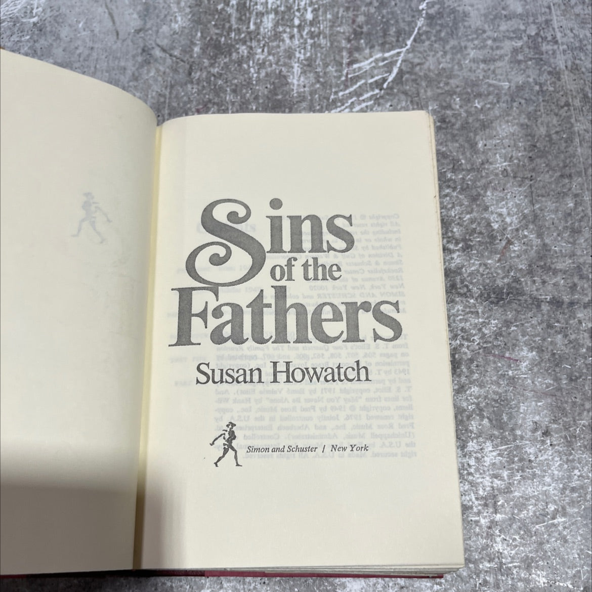 of the sins fathers book, by Susan Howatch, 1980 Hardcover image 2