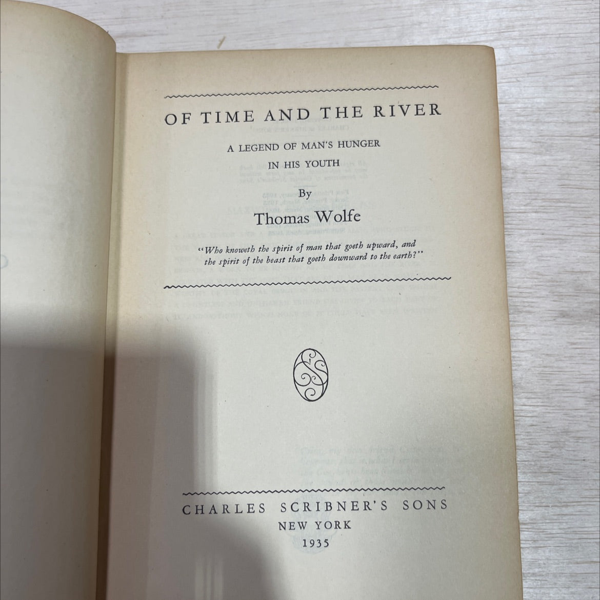 of time and the river a legend of man's hunger in his youth book, by thomas wolfe, 1935 Hardcover image 2