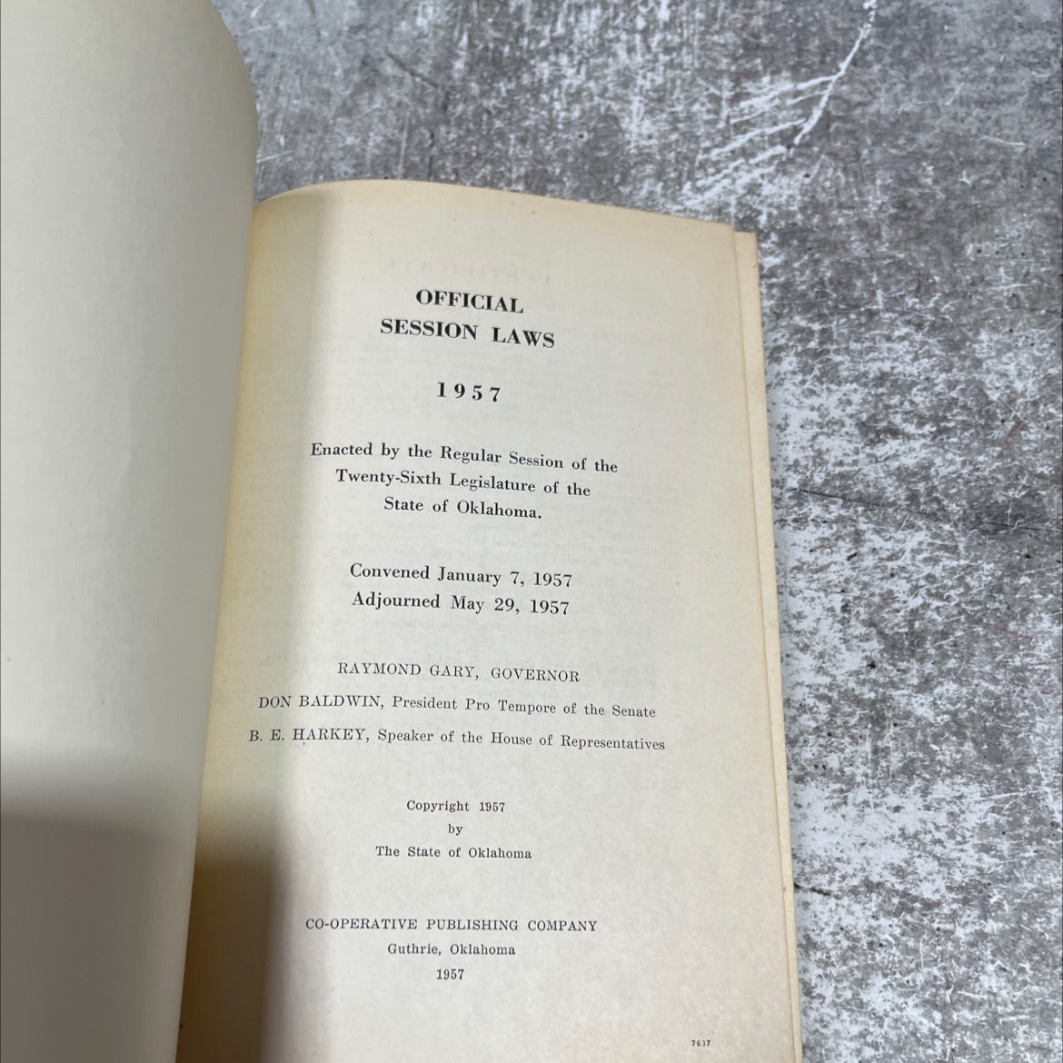 official session laws 1957 book, by state of oklahoma, 1957 Hardcover image 2