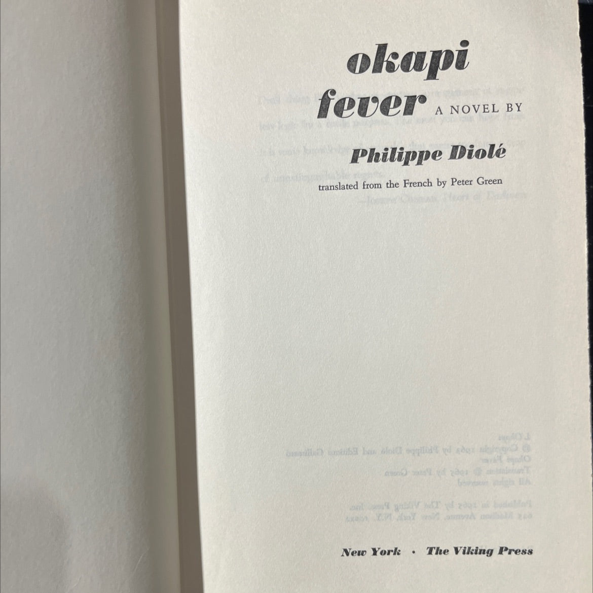 okapi fever book, by Philippe Diolé, 1965 Hardcover image 2