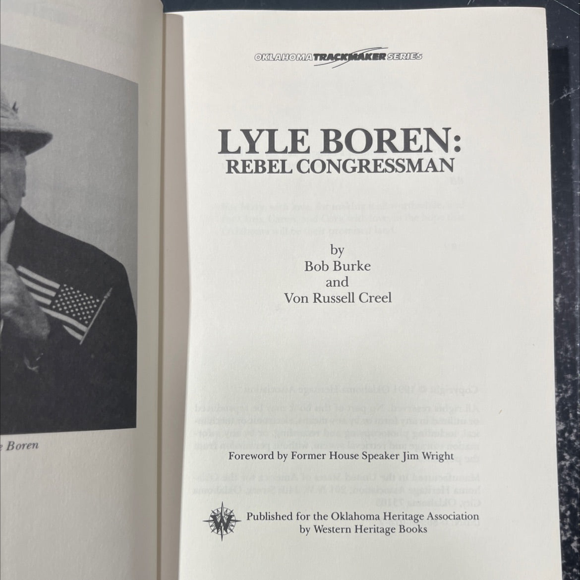 SIGNED oklahoma trackmaker series lyle boren: rebel congressman book, by Bob Burke and Von Russell Creel, 1991 image 2