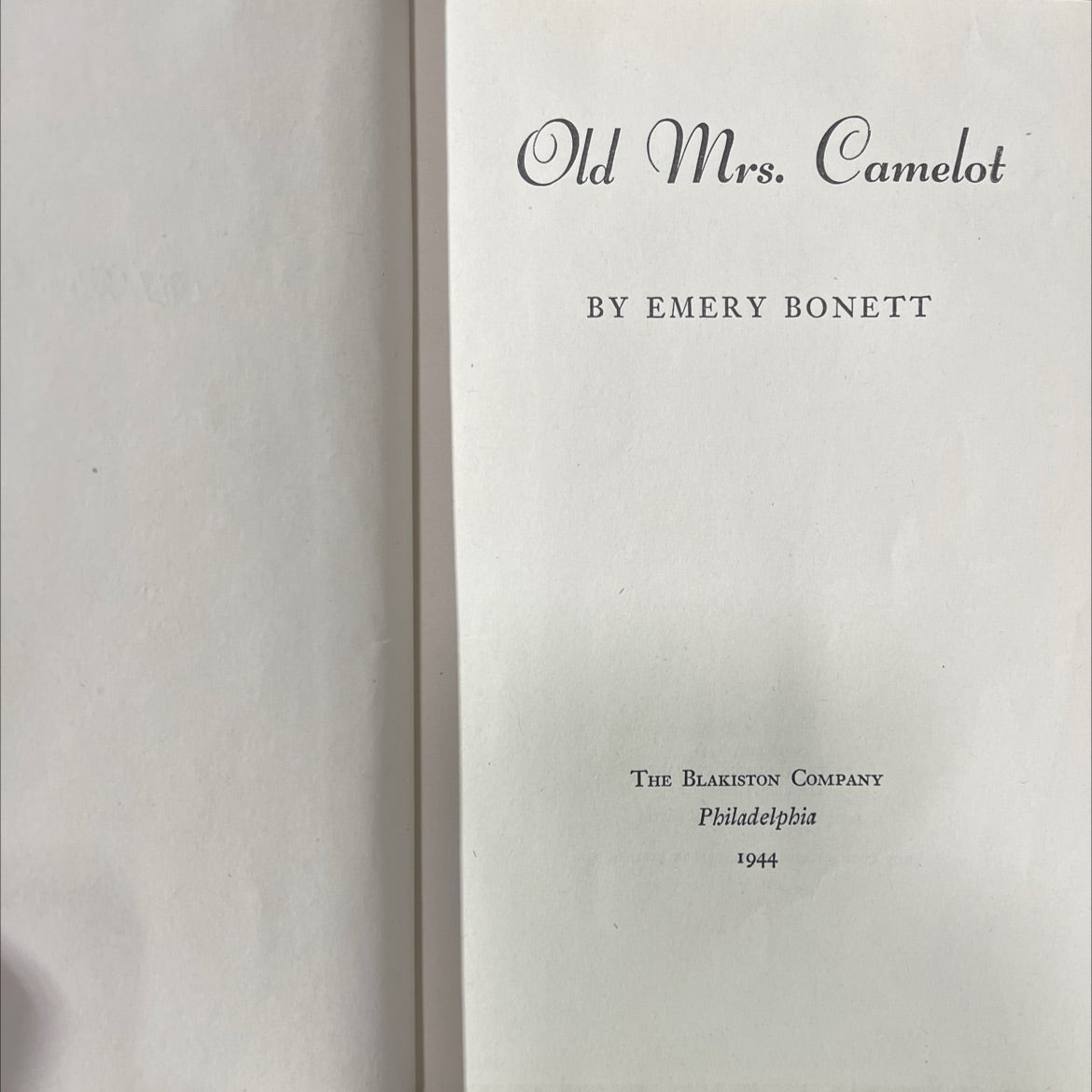 old mrs. camelot book, by emery bonett, 1944 Hardcover image 2