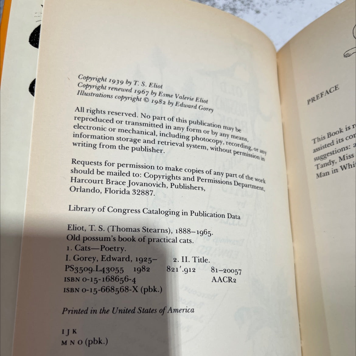 old possum's book of practical cats book, by t. s. eliot, 1982 Hardcover image 3