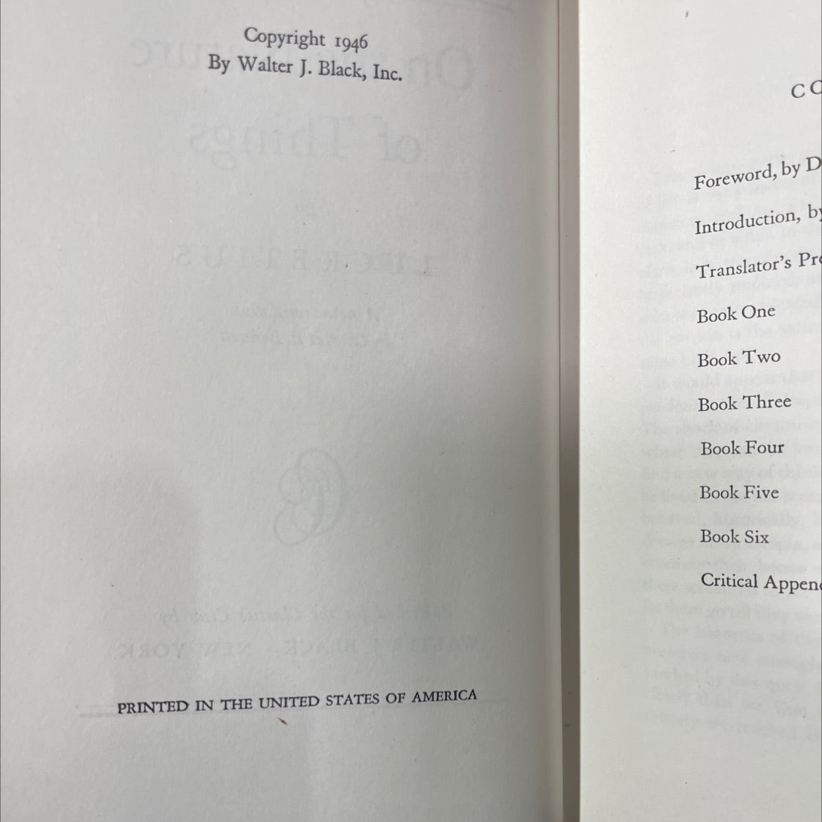 on the nature of things book, by lucretius, 1946 Hardcover image 3