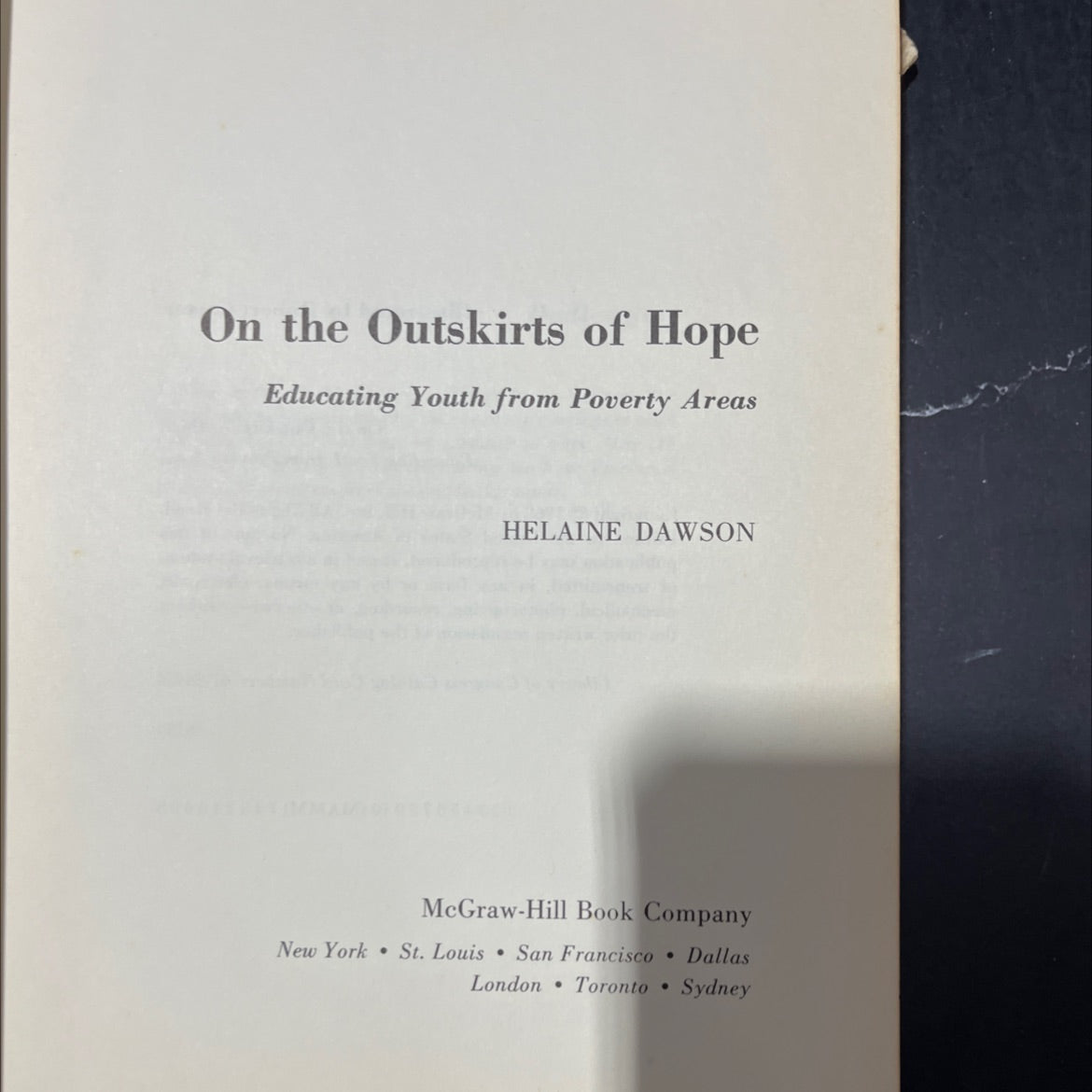 on the outskirts of hope educating youth from poverty areas book, by helaine dawson, 1968 Hardcover image 2