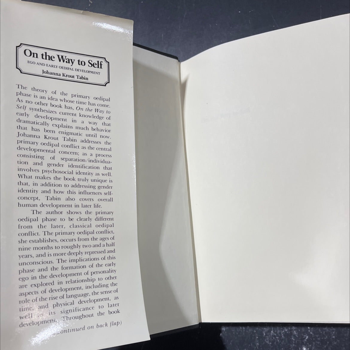 on the way to self ego and early oedipal development book, by johanna krout tabin, 1985 Hardcover image 4