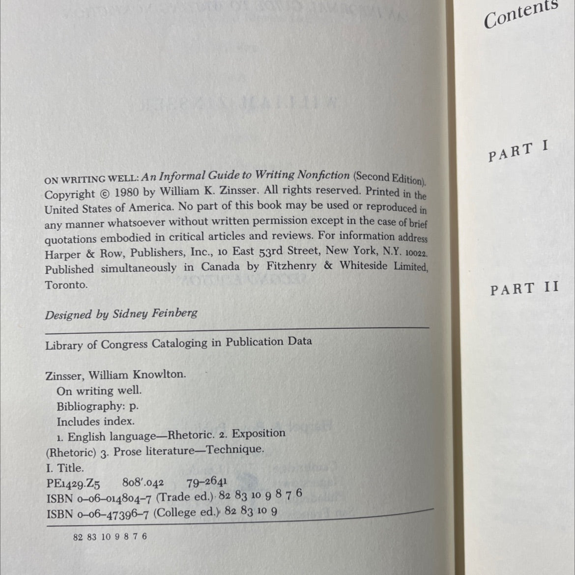 on writing well: an informal guide to writing nonfiction book, by william k. zinsser, 1980 Hardcover image 3