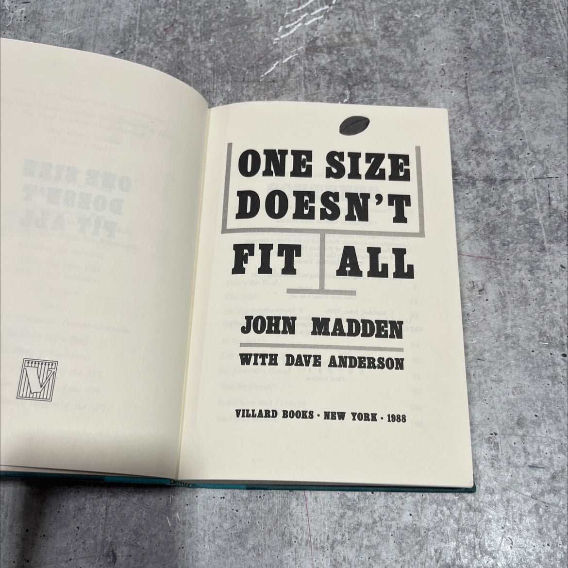 one size doesn't fit all book, by john madden, 1988 Hardcover image 2