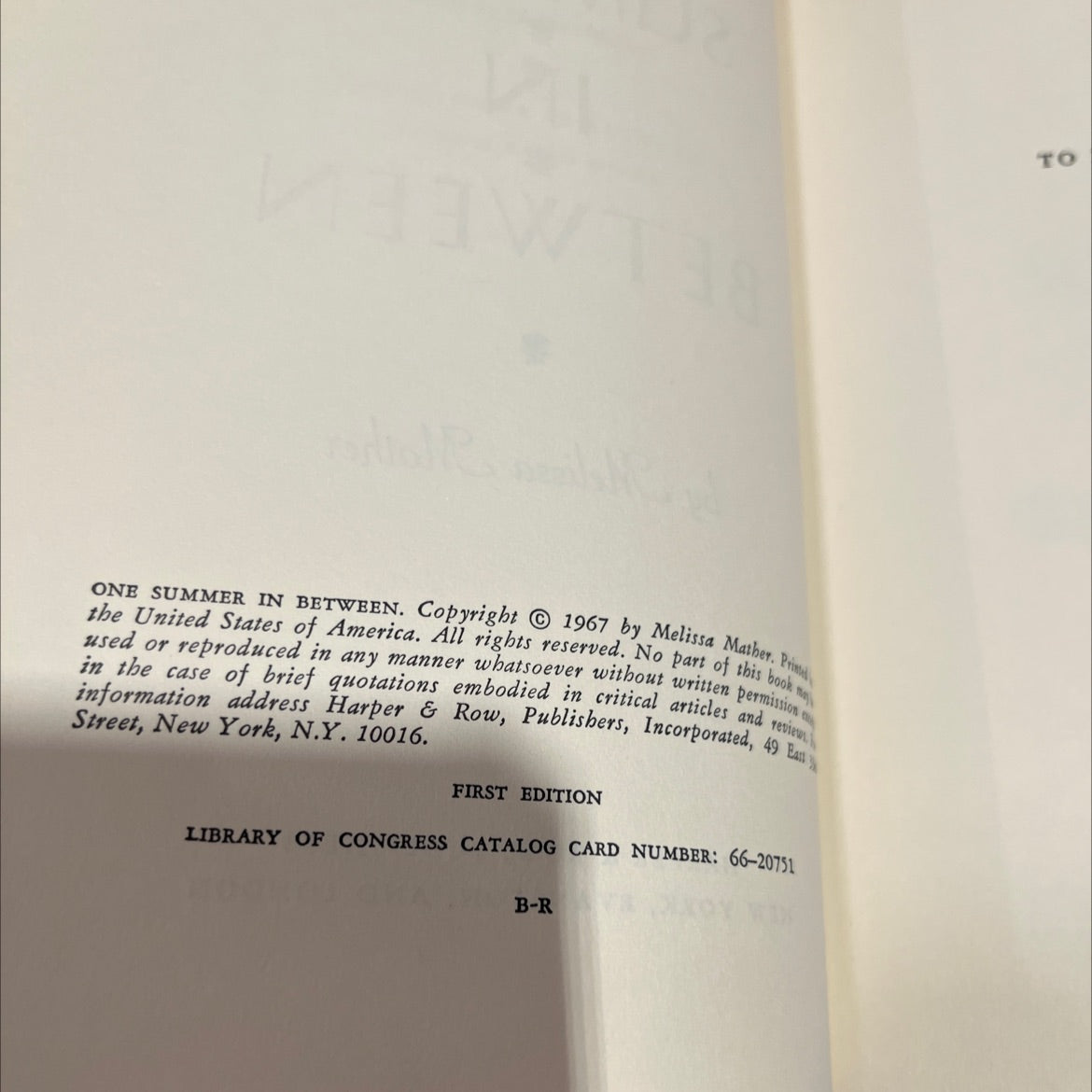SIGNED one summer 40 in between book, by Melissa Mather, 1967 Hardcover, First Edition, Rare, Vintage image 3