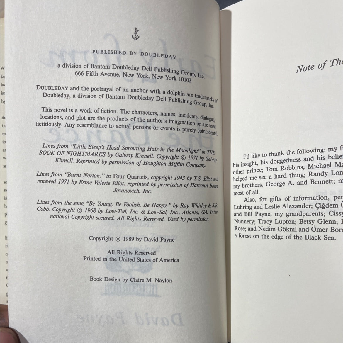 onto xhos early from dri vodoma as lo leyesiog de ban va the dance book, by David Payne, 1989 Hardcover image 3