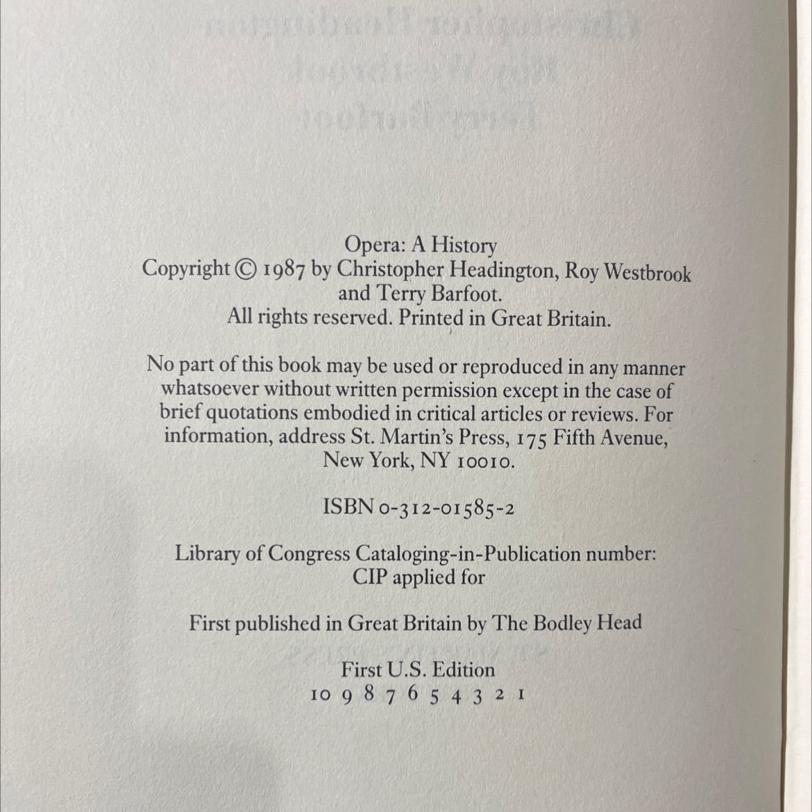 opera: a history book, by Christopher Headington, Roy Westbrook, Terry Barfoot, 1987 Hardcover image 3