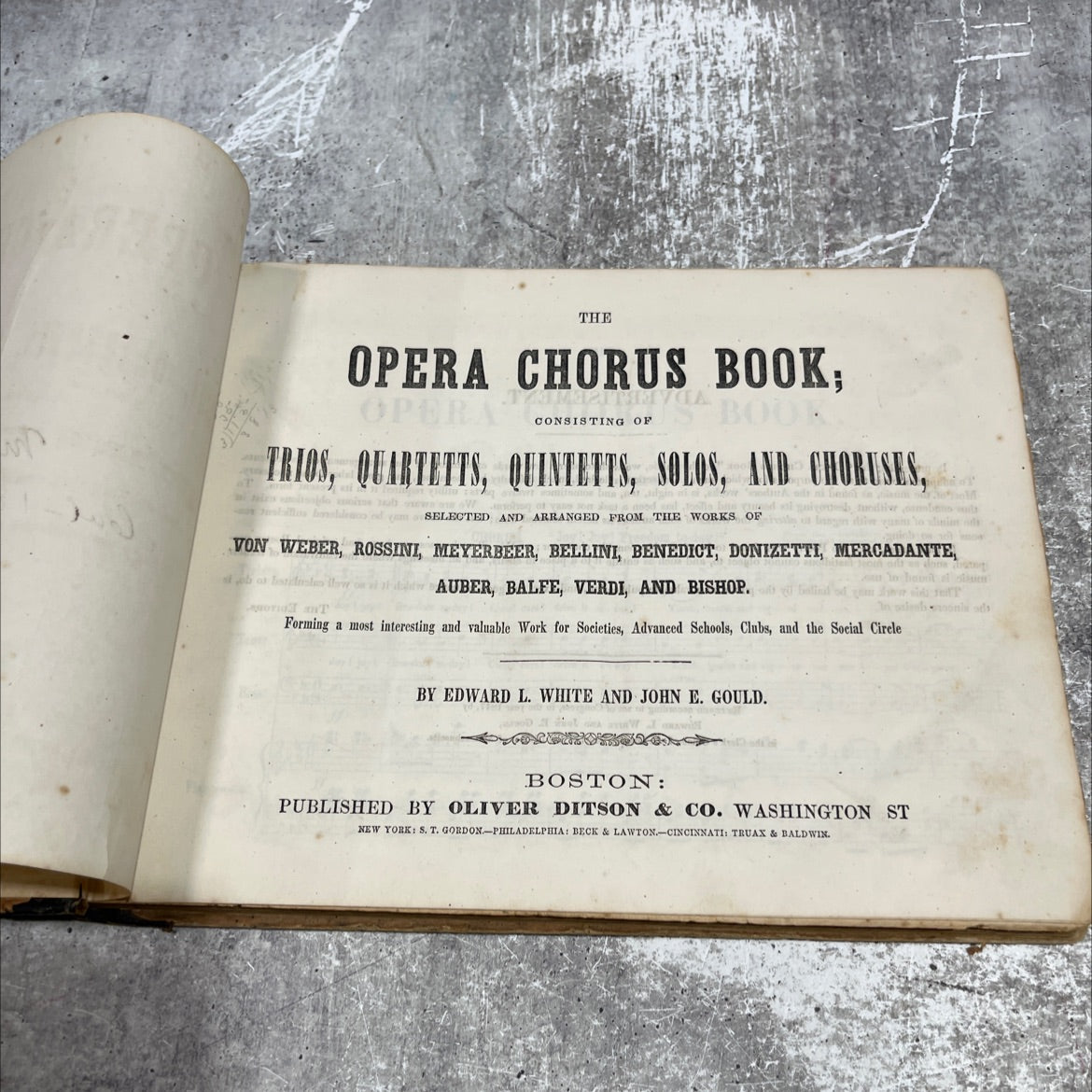 opera chorus book book, by edward l. white and john e. gould, 1847 Hardcover image 2