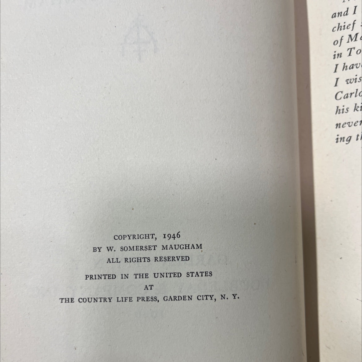 operation bookshelf sgarsal women's club then and a novel book, by w. somerset maugham, 1946 Hardcover image 3