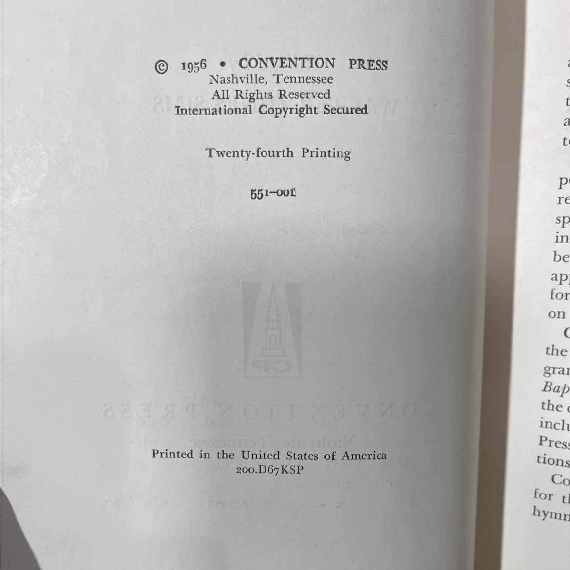 ord baptist hymnal book, by walter hines sims, 1956 Hardcover image 3