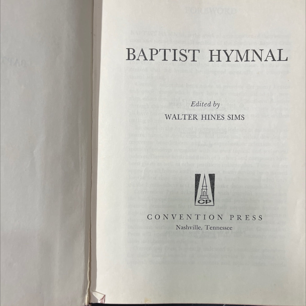 ord baptist hymnal book, by walter hines sims, 1956 Hardcover image 2