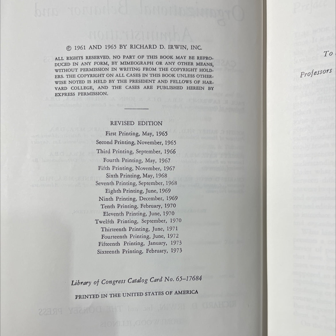 organizational behavior and administration book, by paul r. lawrence, john a. seiler, 1973 Hardcover image 3