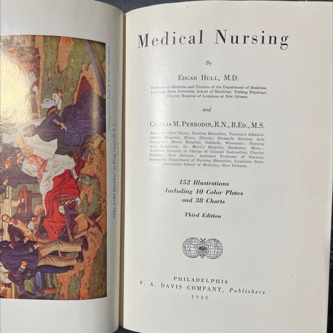 osler at old blockley book, by dean cornwell, e.d. hull, m.d., cecilia m. perrodin, r.n., 1948 Hardcover image 2