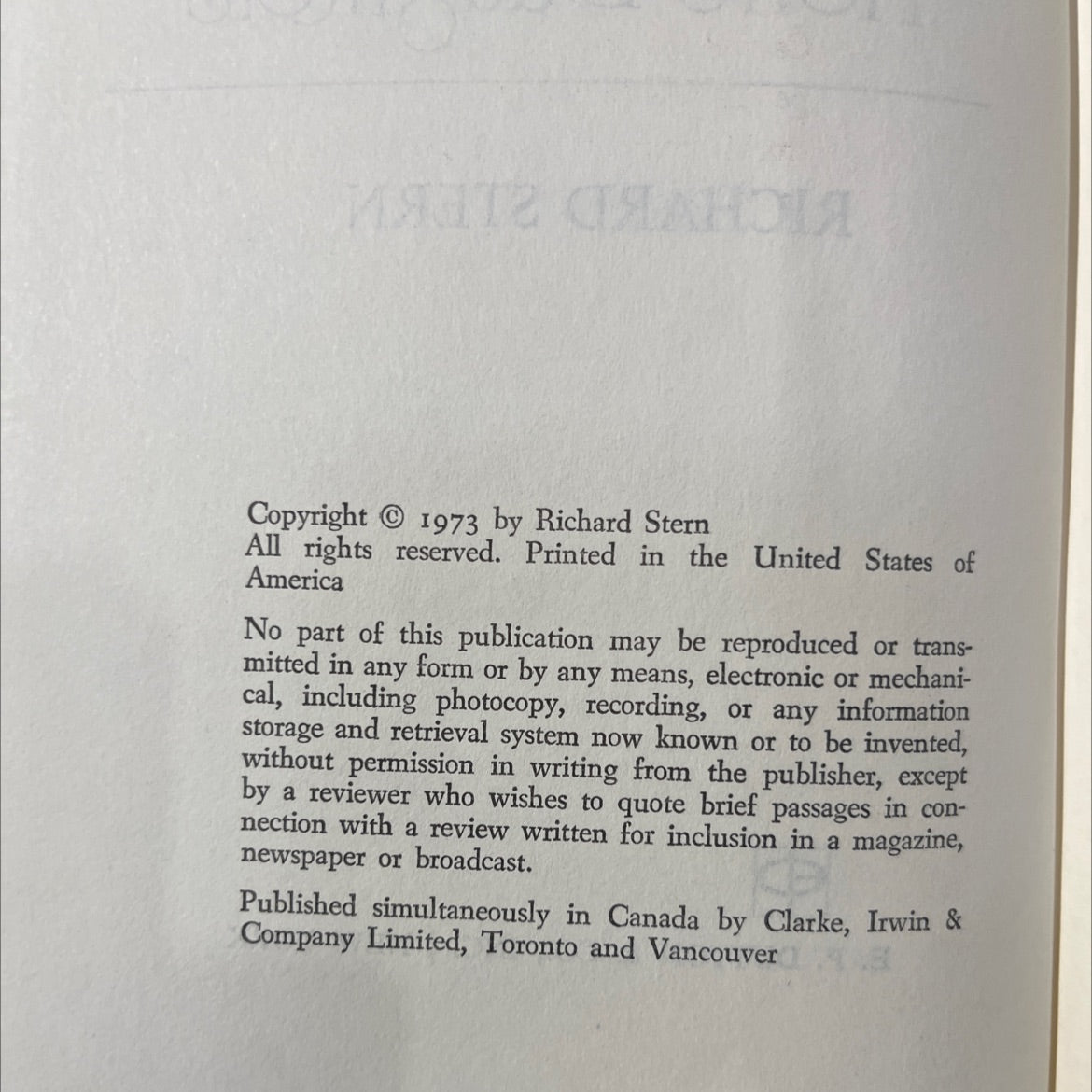 other men's daughters book, by richard stern, 1973 Hardcover image 3