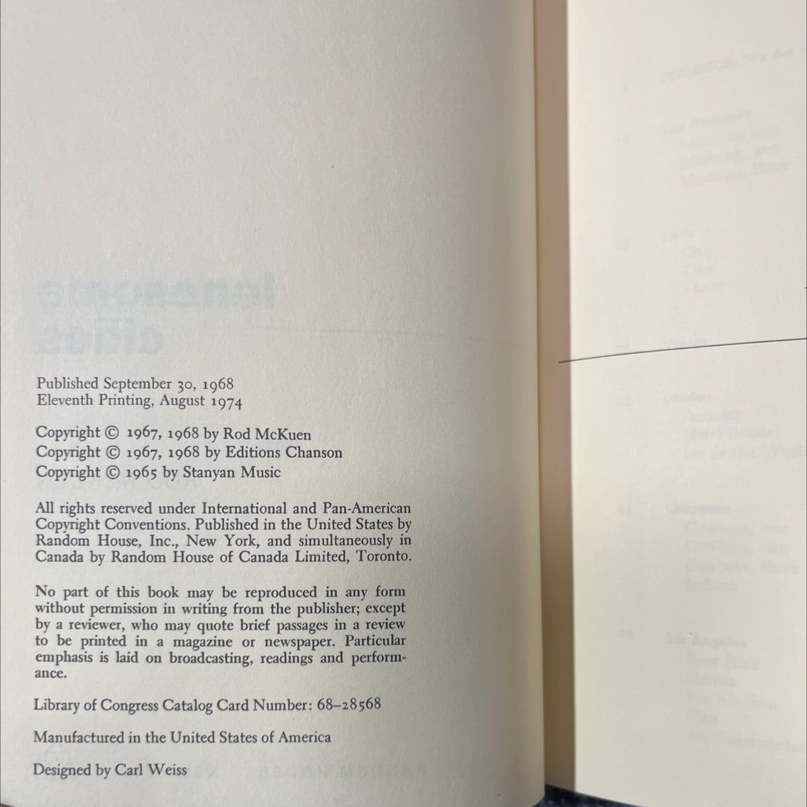 other sorrows book, by rod mckuen, 1974 Hardcover image 3
