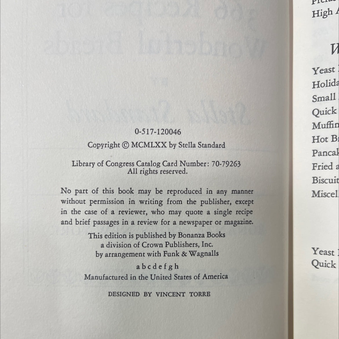 our daily bread 366 recipes for wonderful breads book, by Stella Standard, 1970 Hardcover image 3