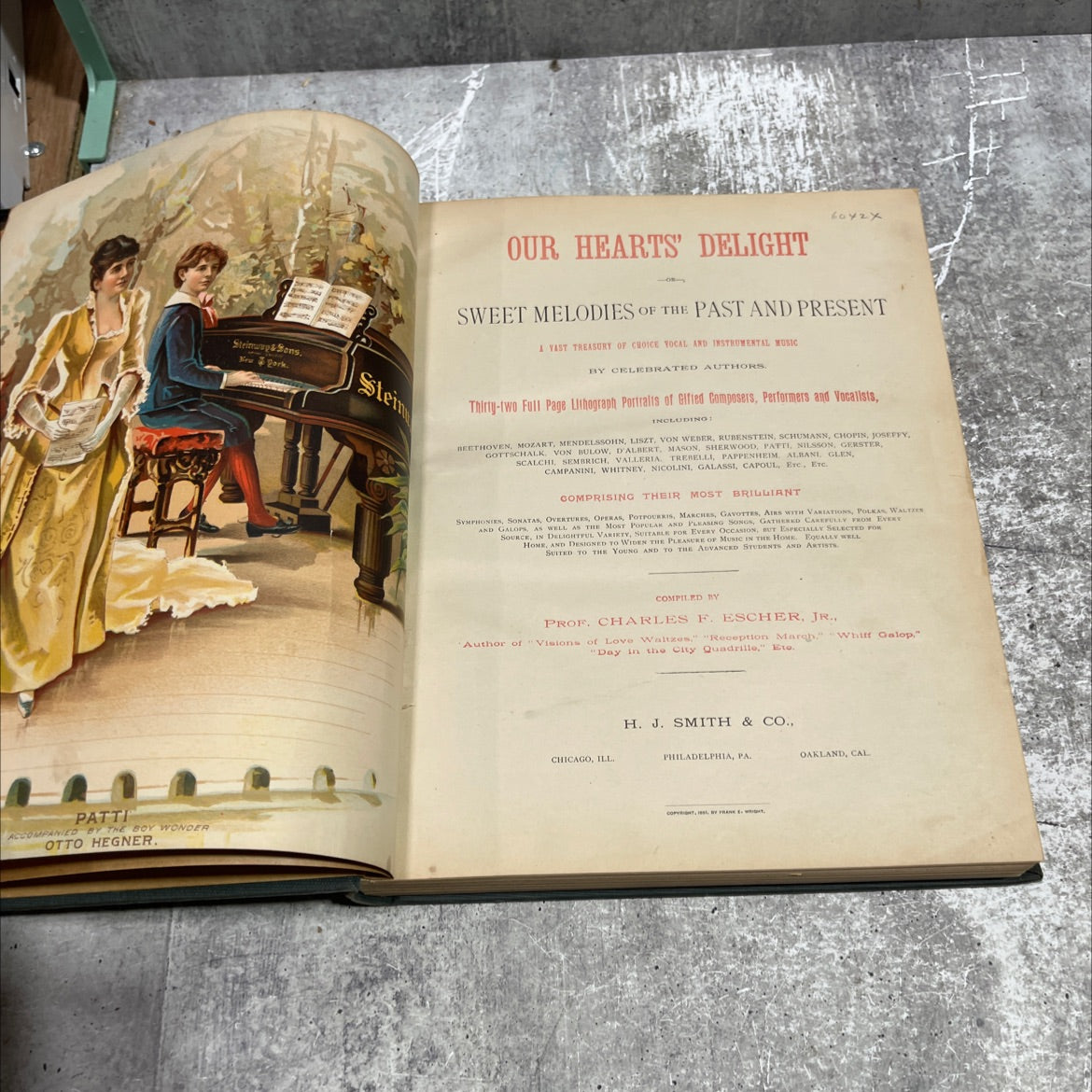 our hearts delight sweet melodies of the past and present book, by prof. charles f. escher, jr., 1900 Hardcover image 2