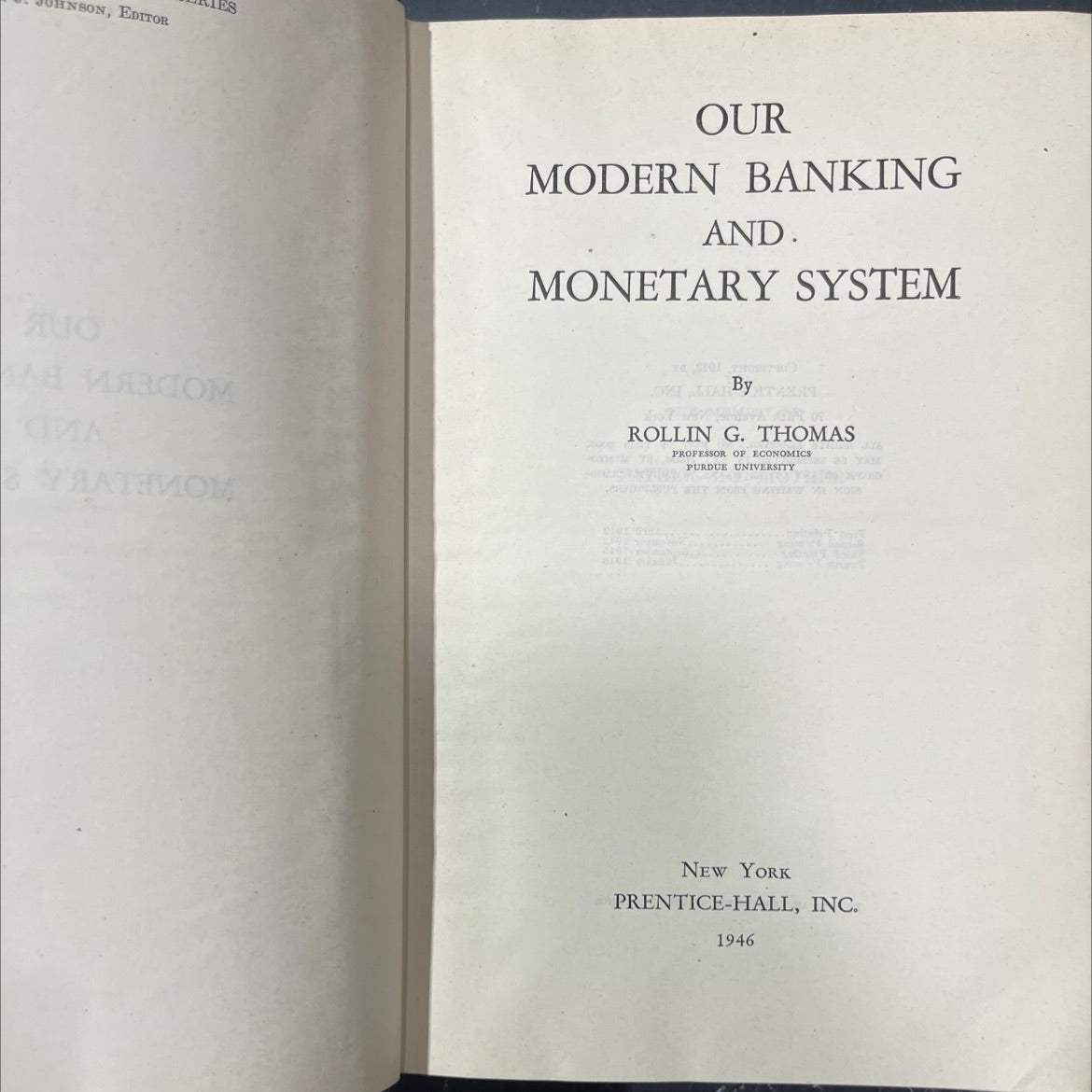 our modern banking and monetary system book, by rolling thomas, 1946 Hardcover image 2