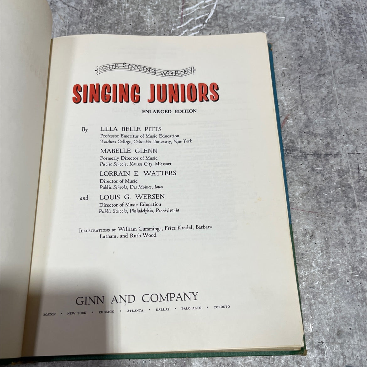 our singing world singing juniors enlarged edition book, by lilla belle pitts, mabelle glenn, lorain e. watters, louis image 2