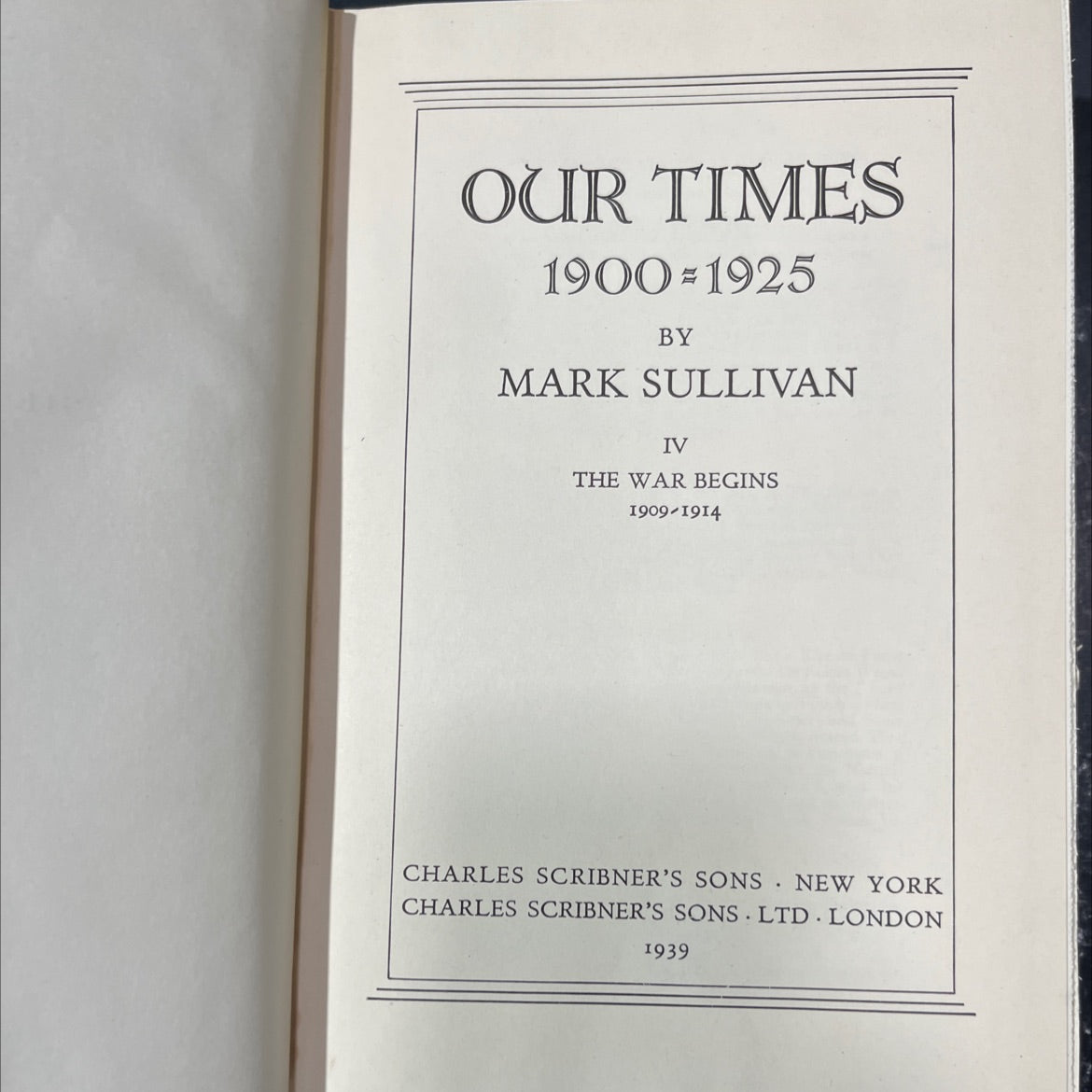 our times book, by mark sullivan, 1939 Hardcover image 2