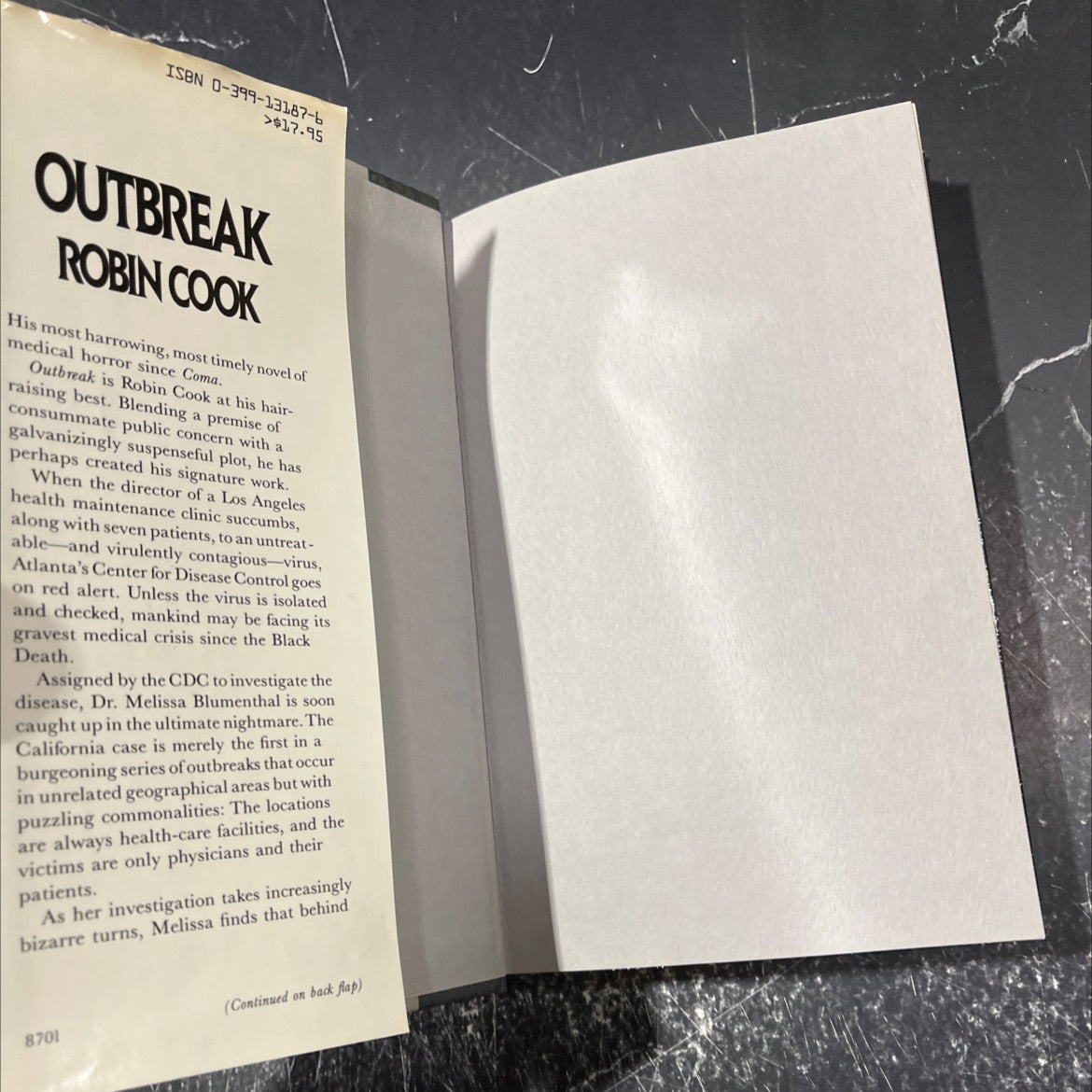 outbreak book, by robin cook, 1987 Hardcover image 4