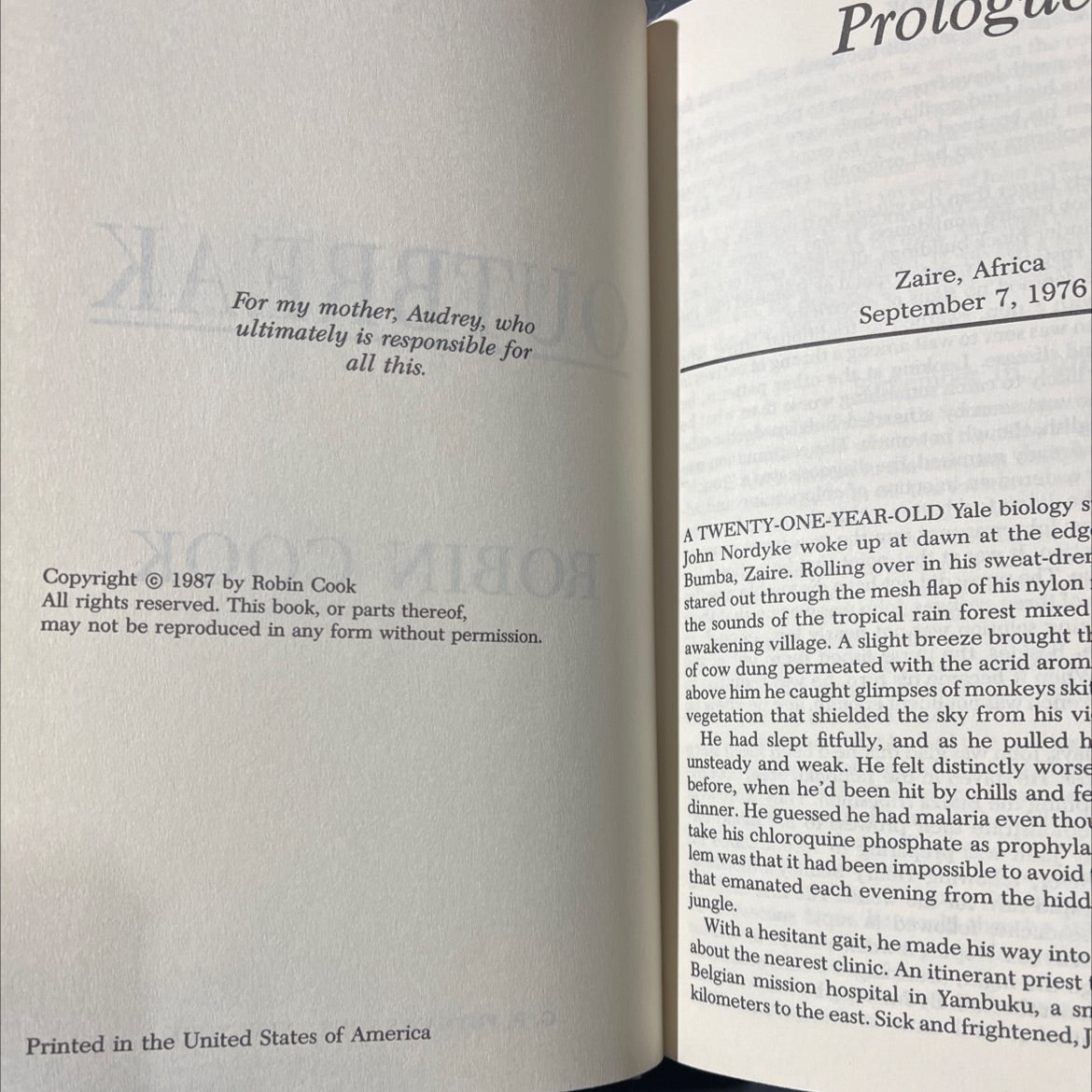 outbreak book, by robin cook, 1987 Hardcover image 3